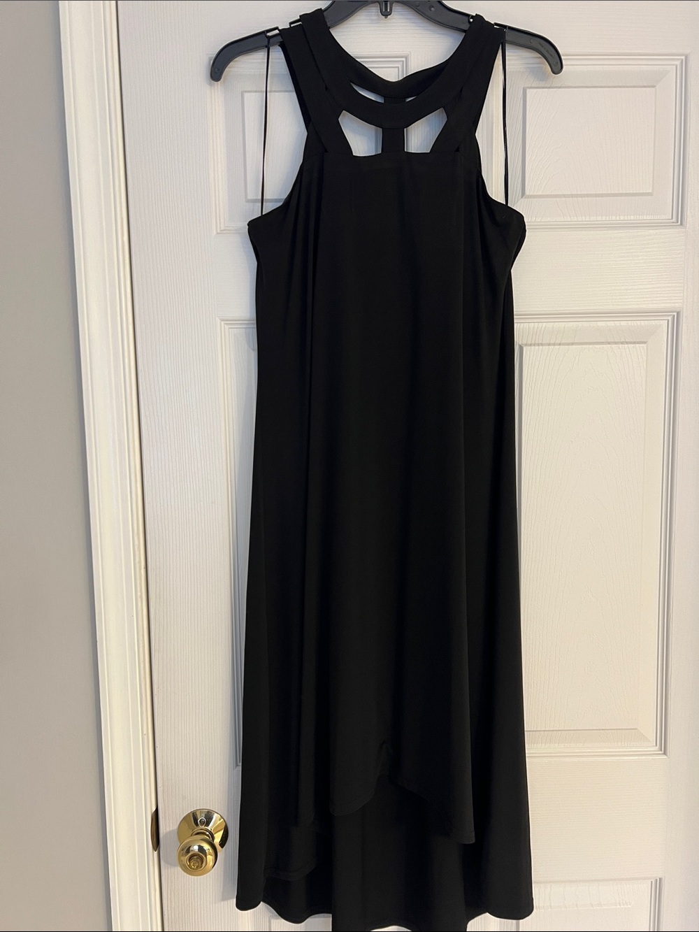 Cupio Black Sleeveless High-Low Dress with Cutout Yoke
